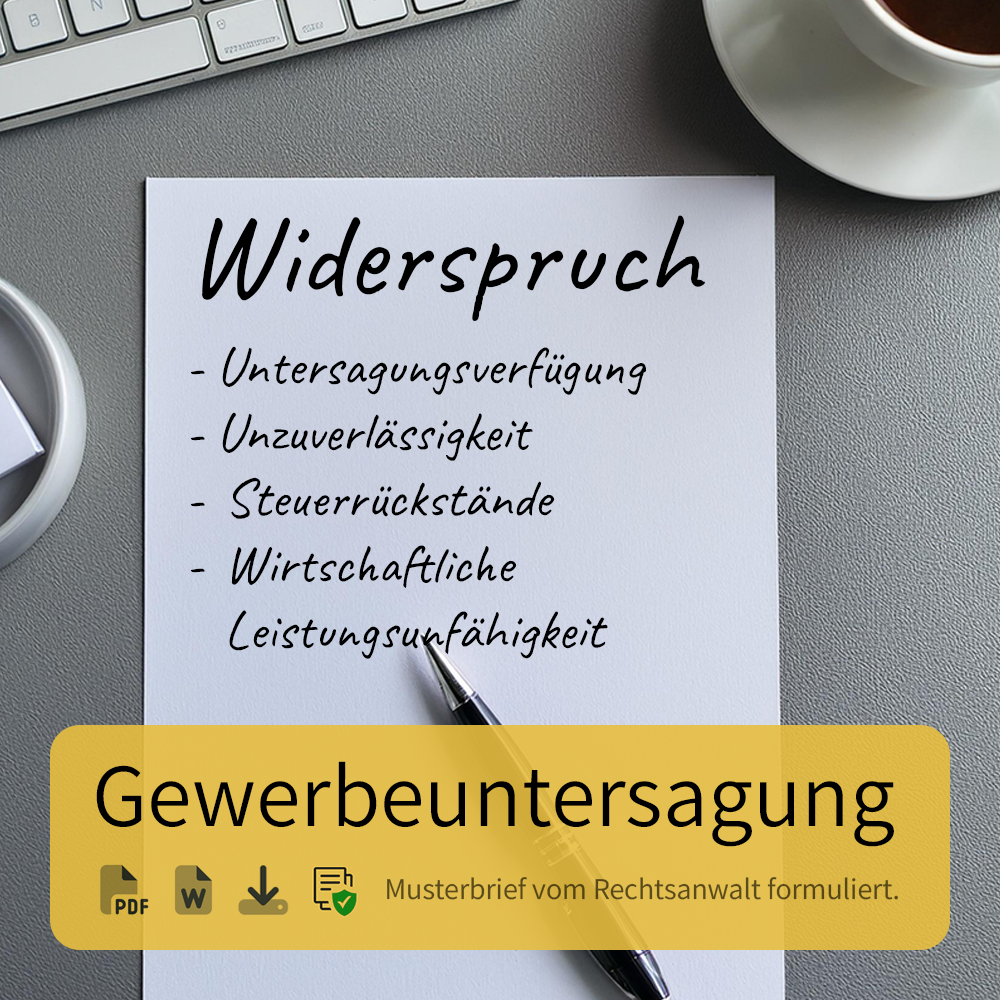 Widerspruch gegen Gewerbeuntersagung